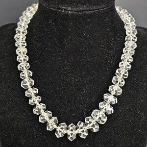 Vintage Crystal Glass Graduated 15" Choker Necklace Amazing Piece